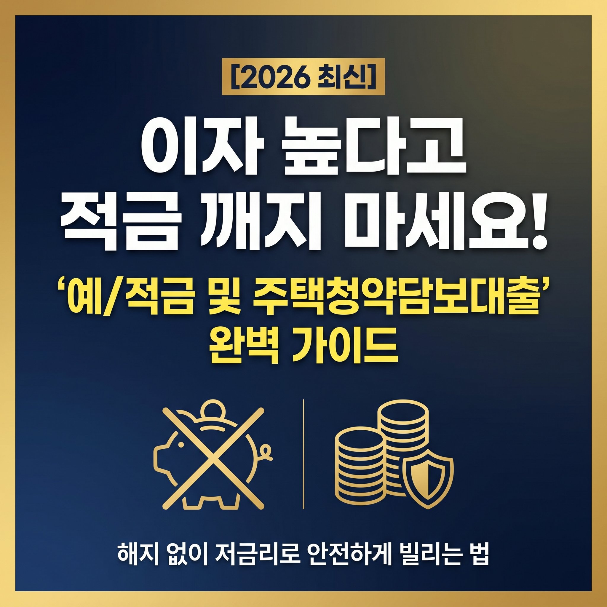 이자율 아까워 적금 깨지 마세요 청약 1순위 자격 유지하며 당일 융통 가능한 예적금 및 주택청약종합저축 담보대출 한도 조건 완벽 가이드