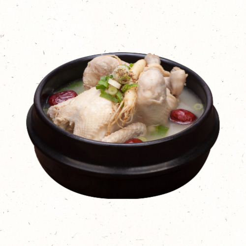 찜솥에 푹 익힌 오리 백숙 요리