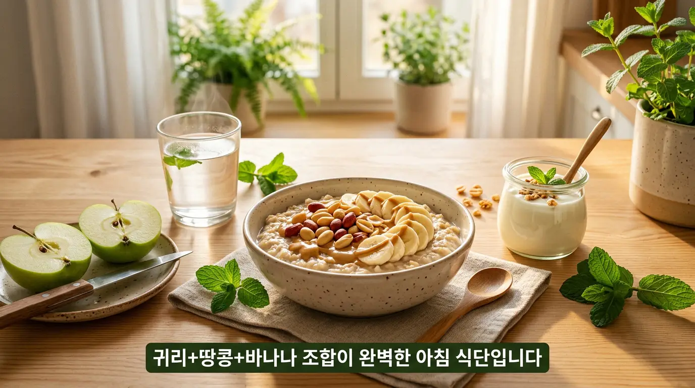 땅콩 효능 극대화 아침 귀리 바나나 요거트 조합 건강 식단