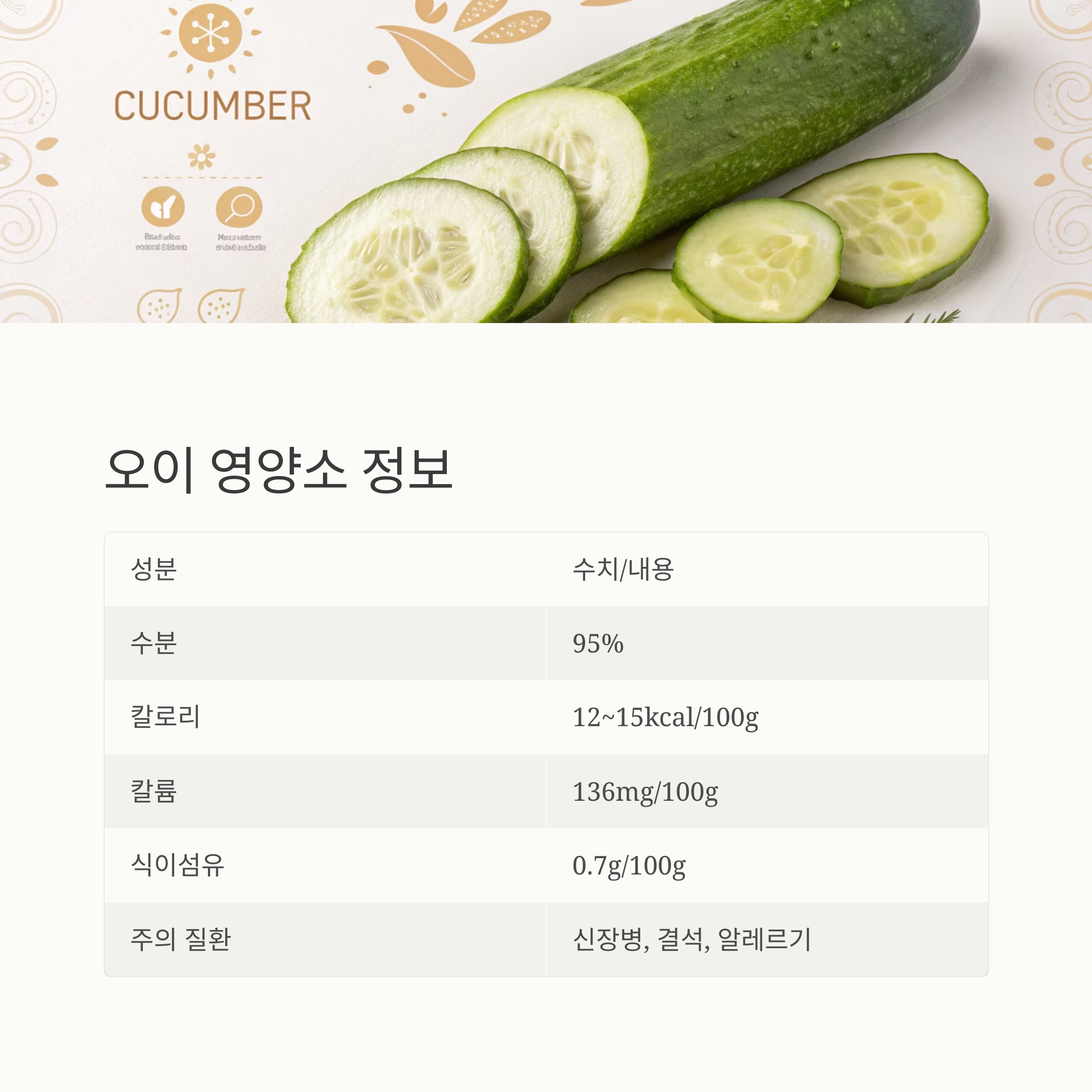 오이 영양소 정보