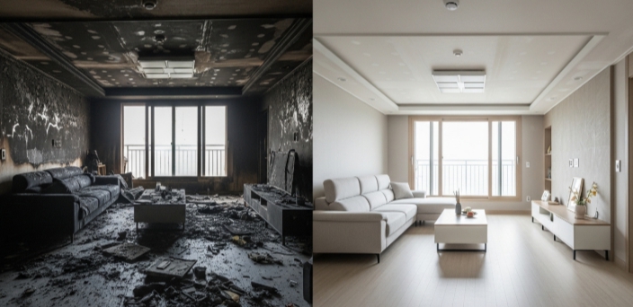 광진구 아파트 화재 청소 전후 그리고 인테리어까지