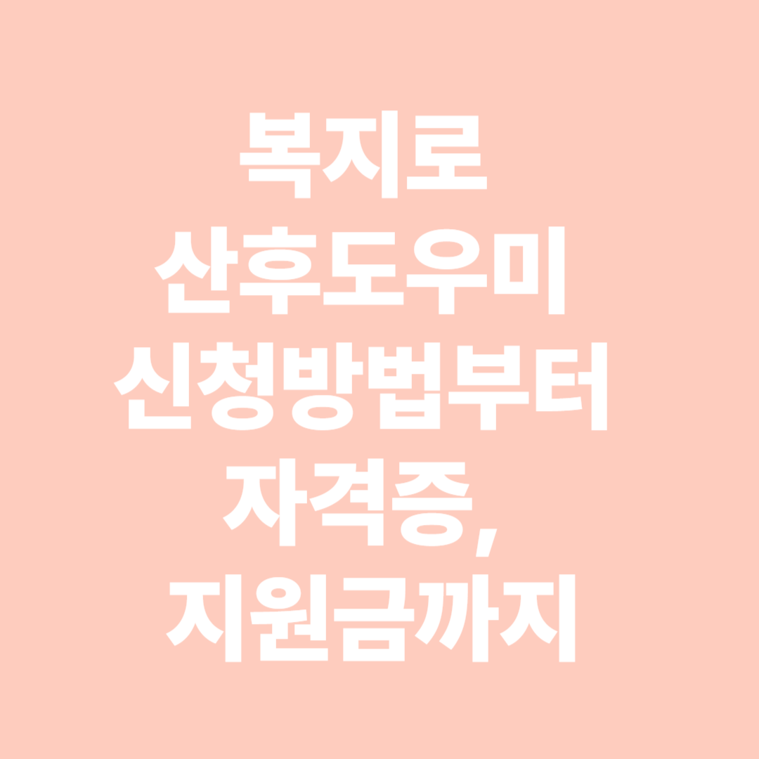 복지로 산후도우미 신청방법부터 지원금까지