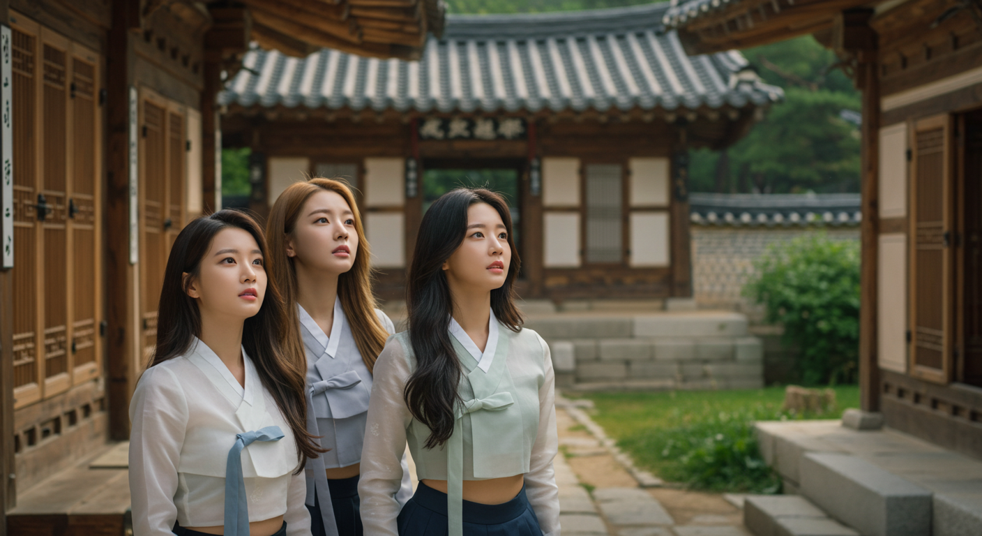 한옥마을을 방문한 여인들