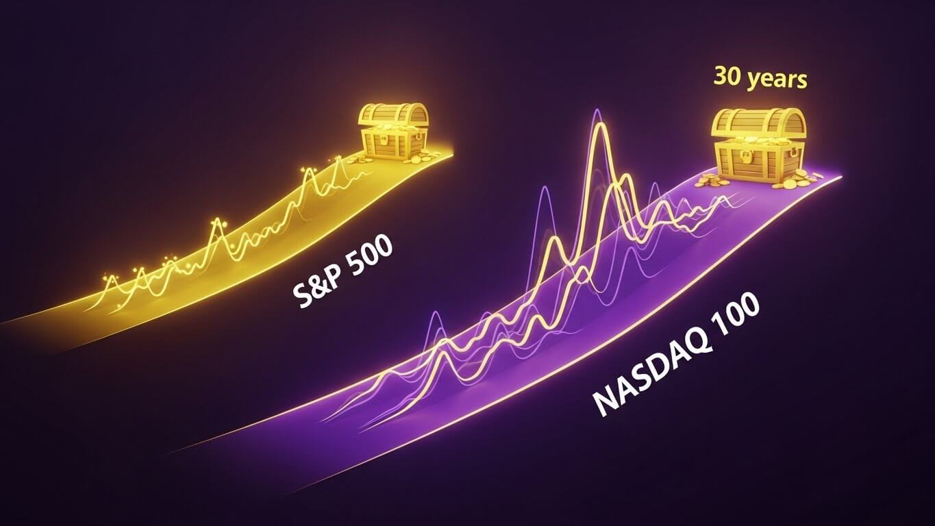 S&P 500 VS NASDAQ100 의 30 년 비교그림