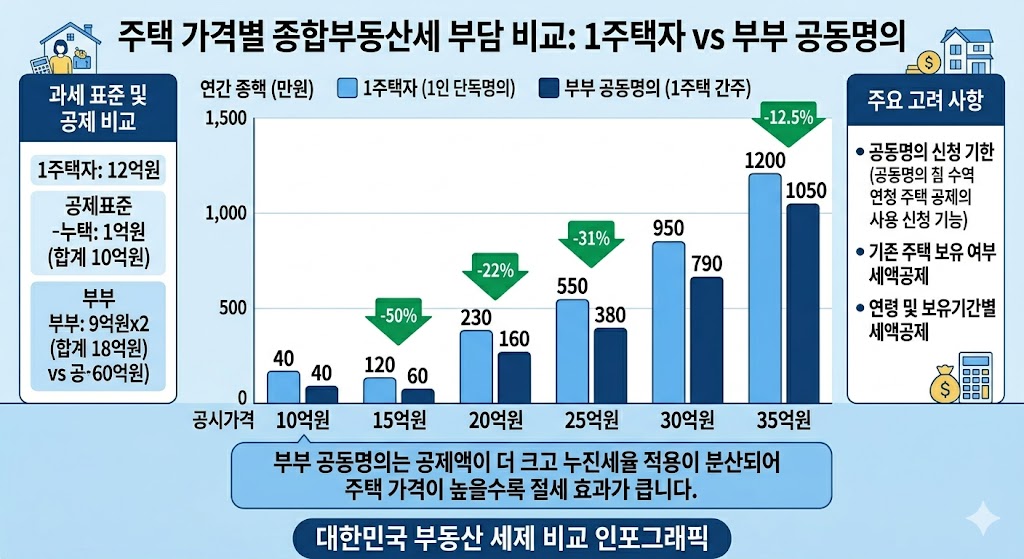 비교표 아래, 종부세 절감 효과를 수치로 시각화한 그래프