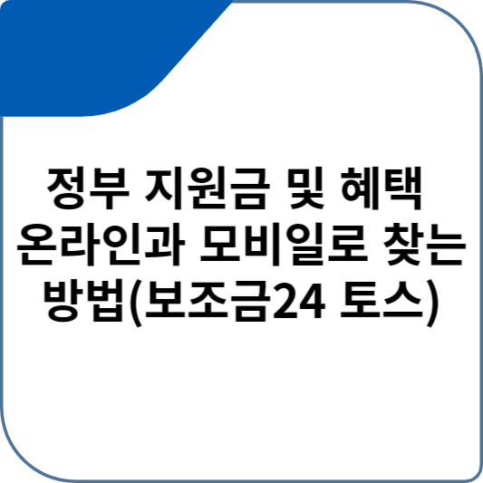 정부 지원금 및 혜택 온라인과 모비일로 찾는 방법(보조금24 토스)