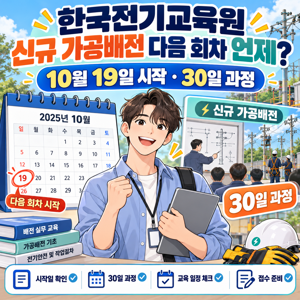 한국전기교육원 신규 가공배전 다음 회차 언제? 10월 19일 시작&middot;30일 과정