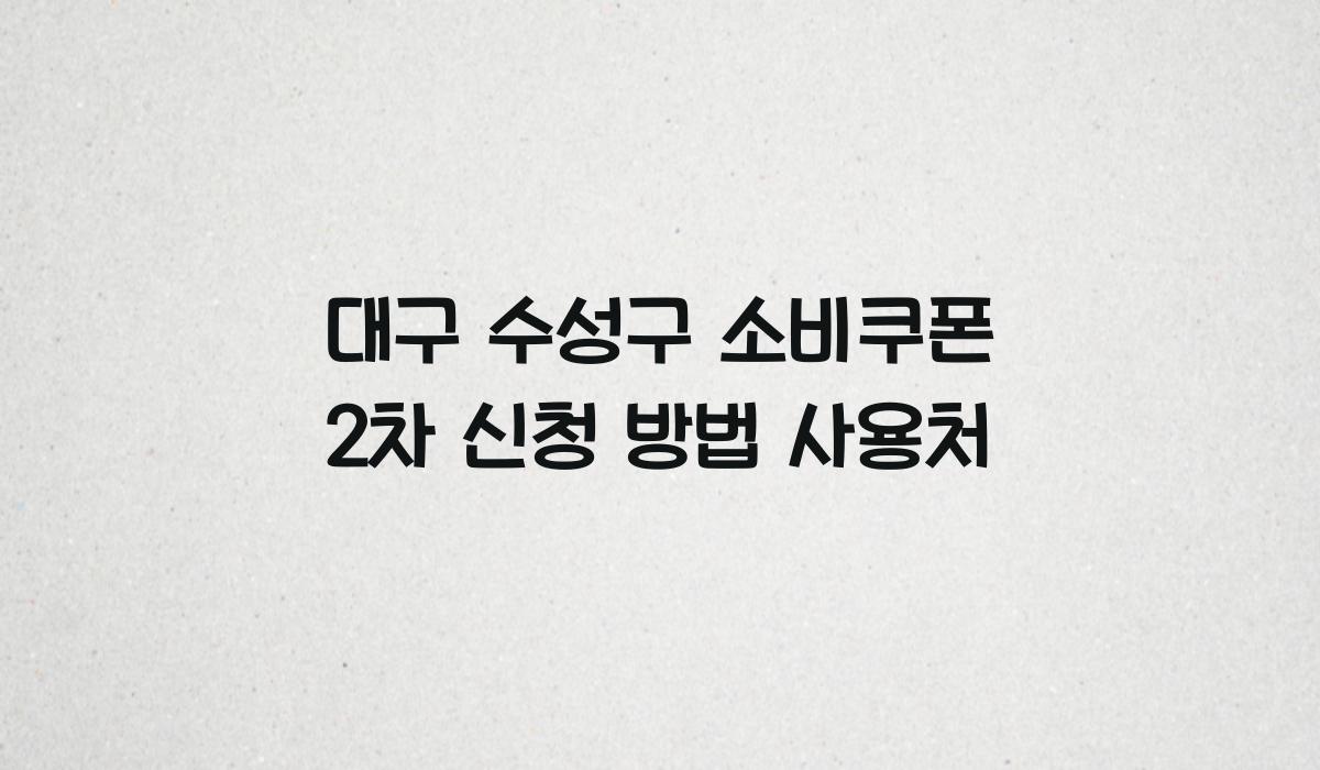 대구 수성구 소비쿠폰 2차 신청 방법 사용처