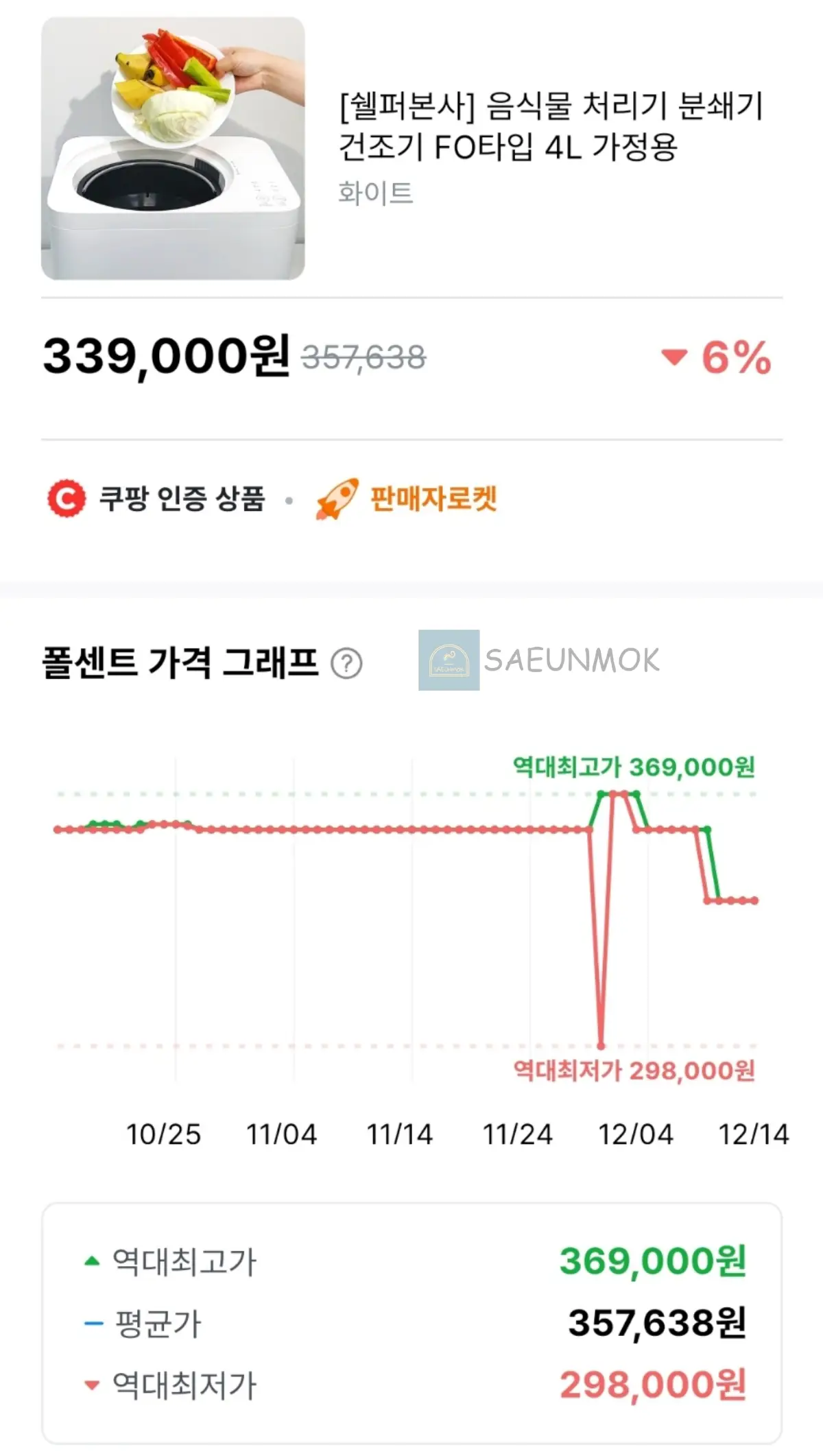 쉘퍼-음식물처리기-폴센트-최저가-알림