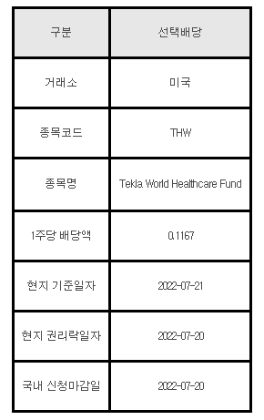 미국주식 선택배당 THW