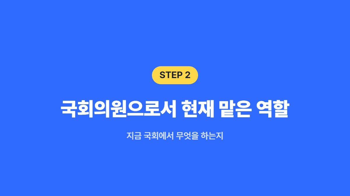 국회의원으로서 현재 맡은 역할 &mdash; 지금 국회에서 무엇을 하는지