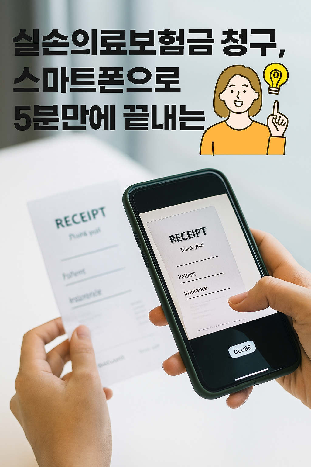 진료비 영수증 찍는 모습
