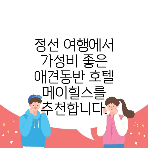 정선 여행에서 가성비 좋은 애견동반 호텔 메이힐스를 추천합니다.