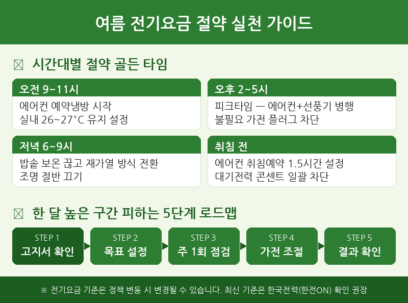 여름 전기요금 절약 시간대별 실천법 5단계 로드맵
