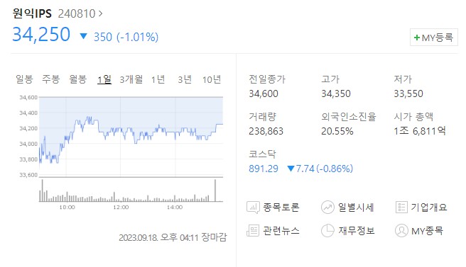 원익IPS 주가
