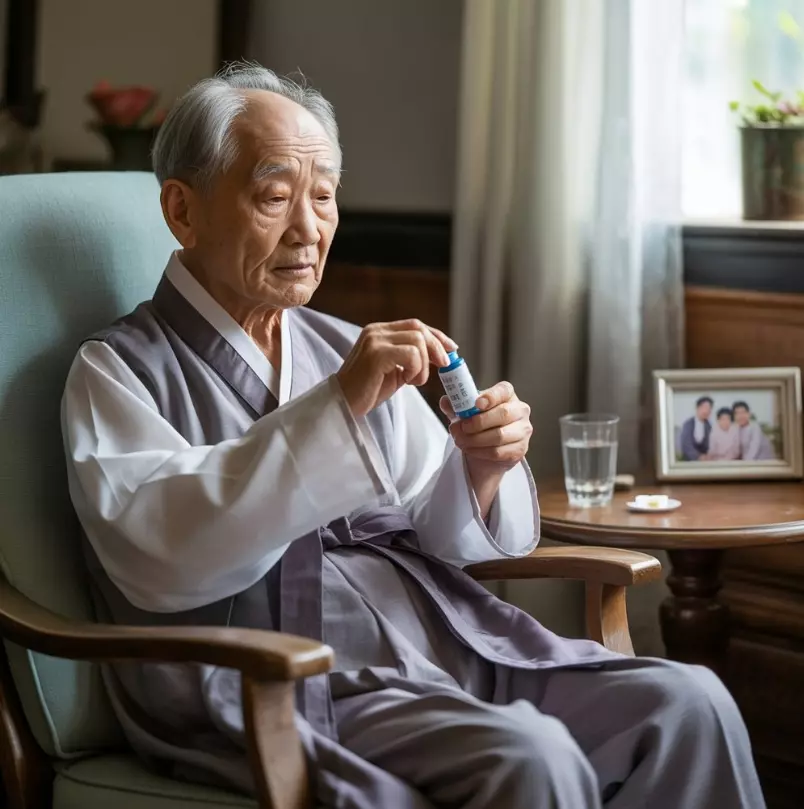 파킨슨병 치료약을 먹고 있는 이미지