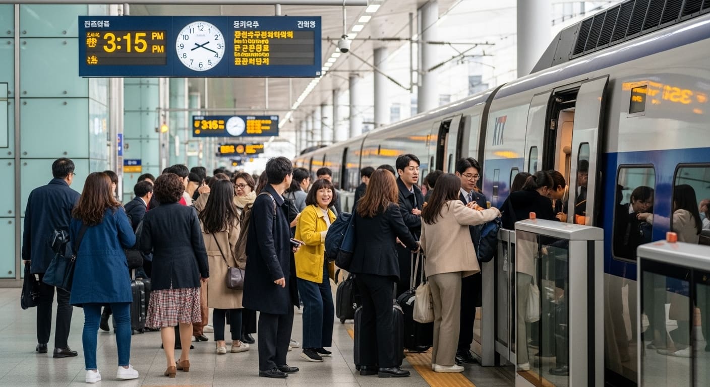 추석 연휴 기차 타는 사람들
