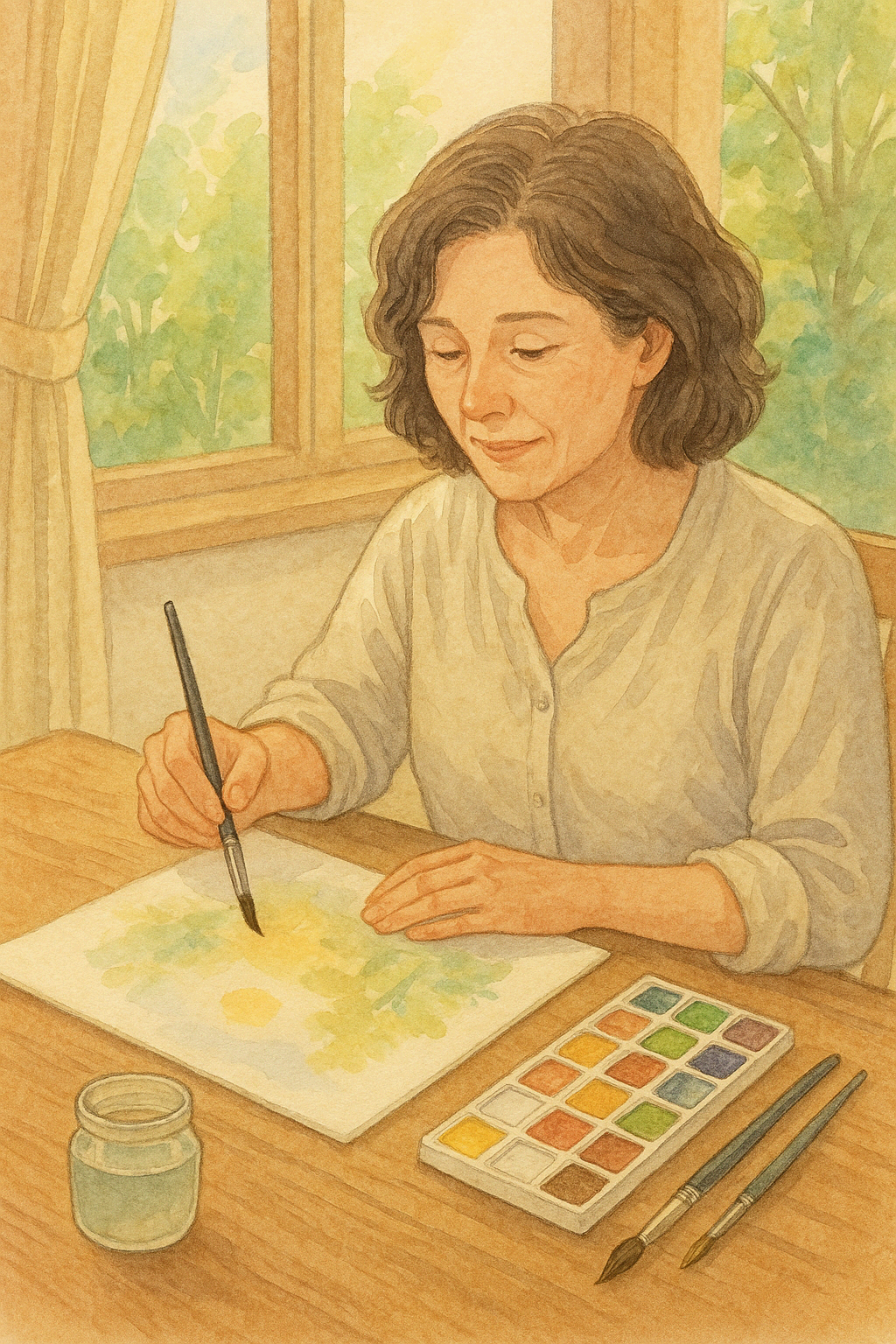 중년 여성, 그림을 배우다