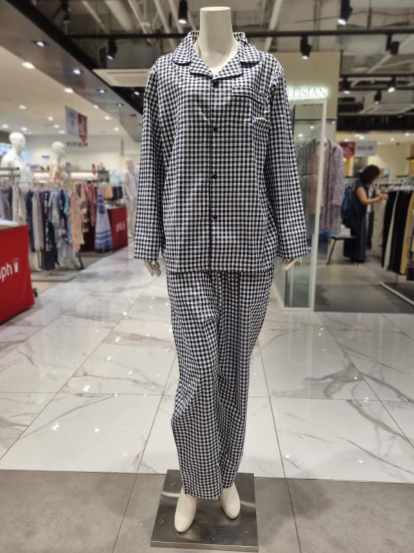 애니바디 공용 면폴리 우븐 9부 파자마-고방 체크 ANJS23W01