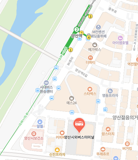 양산시외버스터미널 위치 지도