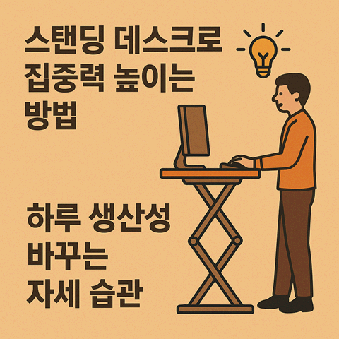 스탠딩 데스크로 집중력 높이는 방법 – 하루 생산성 바꾸는 자세 습관