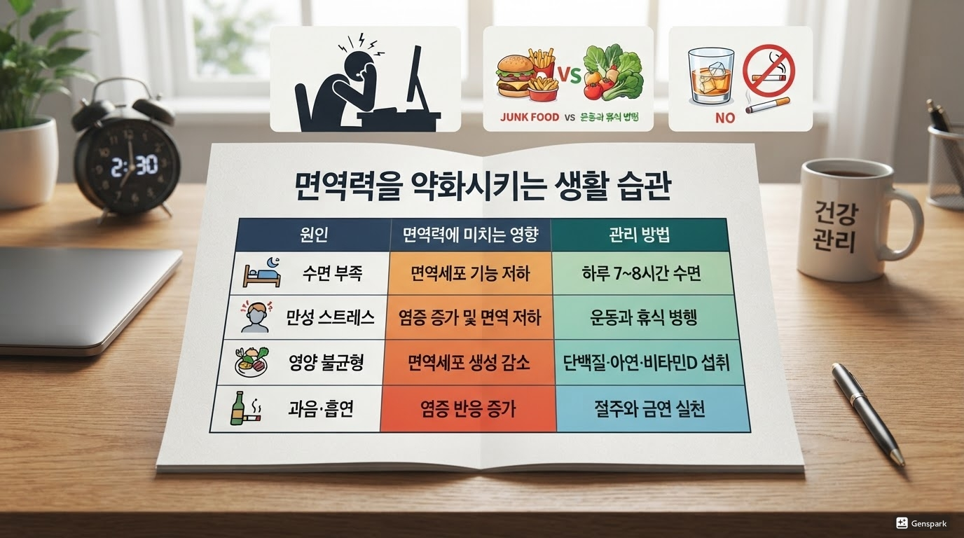 면역력을 떨어뜨리는 생활습관과 원인