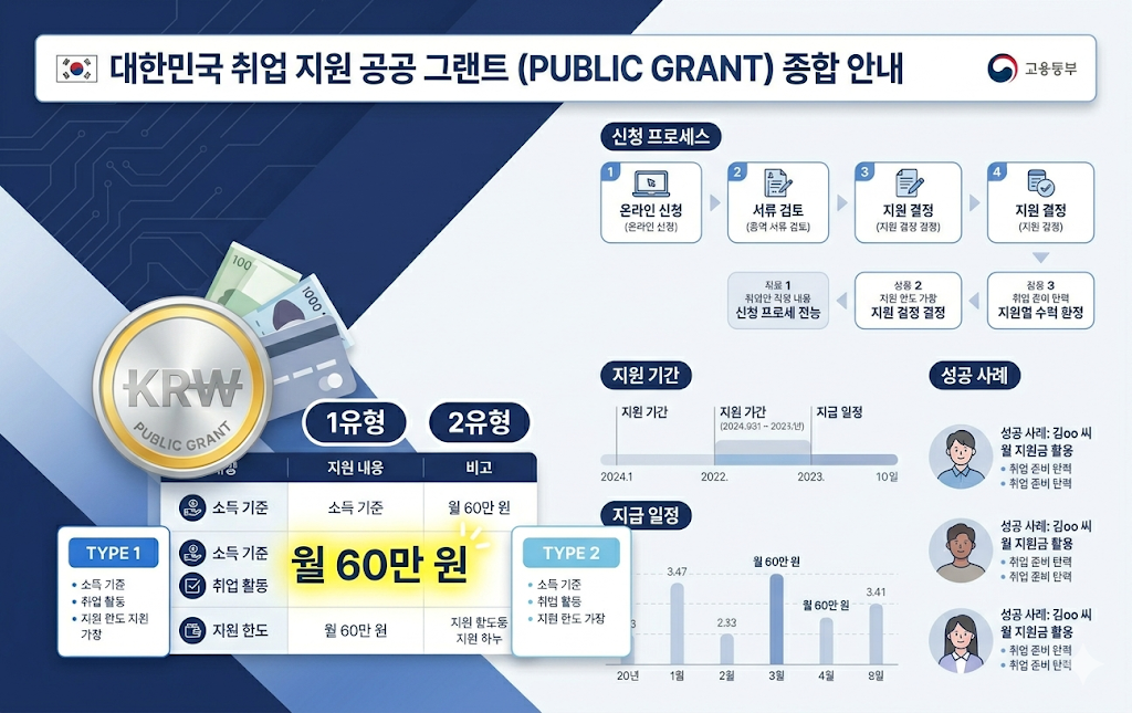 국민취업지원제도 구직촉진수당 금액과 1유형 2유형 지원 비교 이미지
