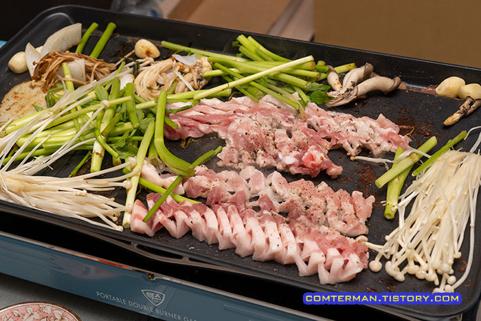맥스 MSD-5800S 투버너 불판 사용