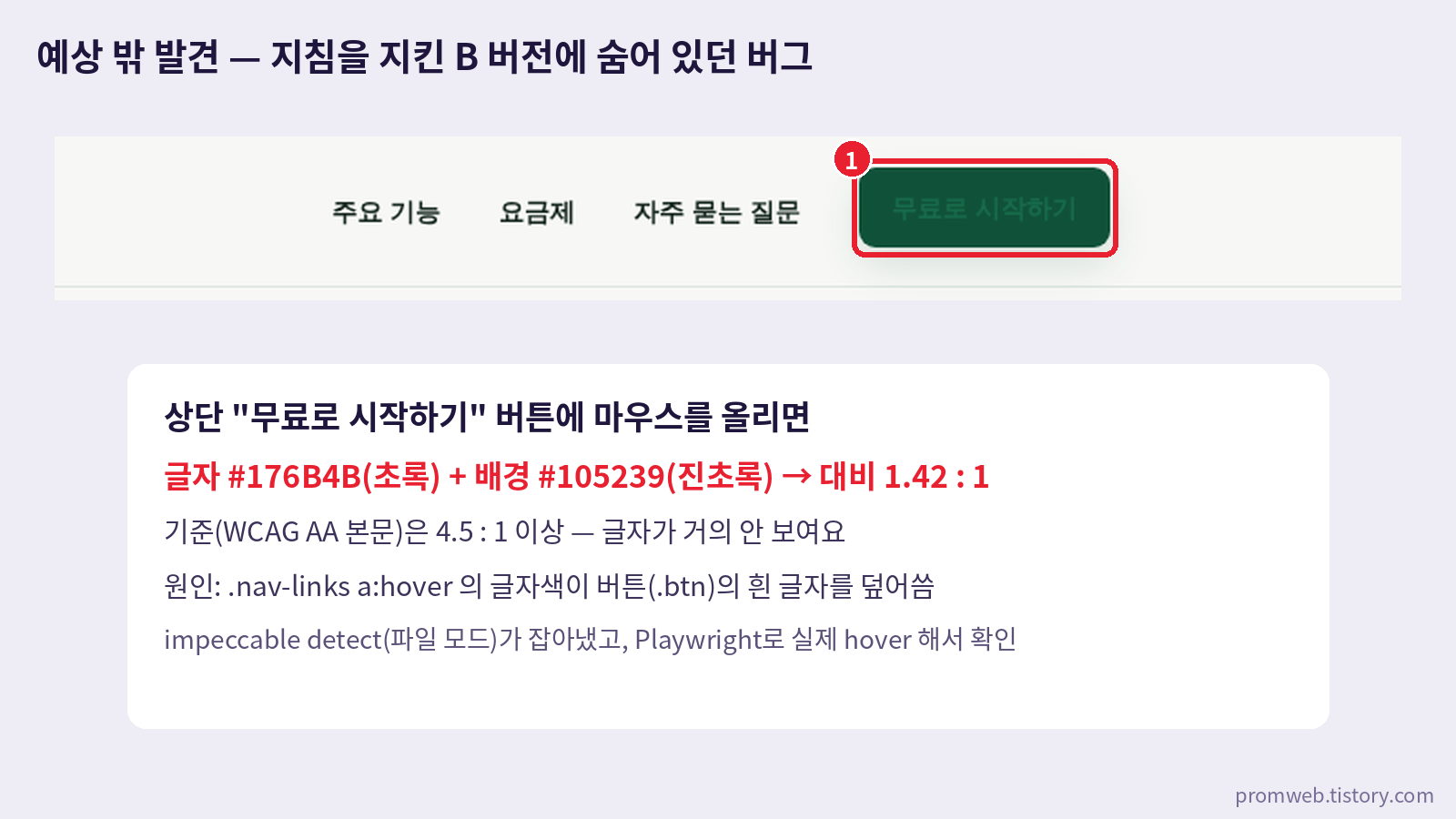 챗GPT가 만든 노트핏 랜딩 페이지 비교 - A는 보라색 강조와 히어로 배지, B는 초록 계열에 배지 없는 제목