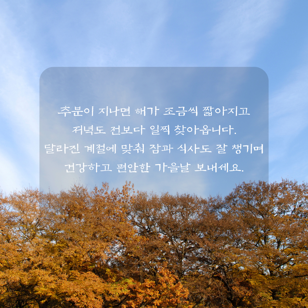 9월 추분 인사말 - 짧아지는 해와 쌀쌀한 저녁