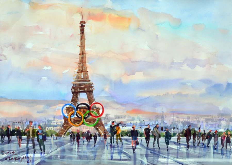 JO de Paris 2024, 70 x 50 cm, watercolor on paper, 2024