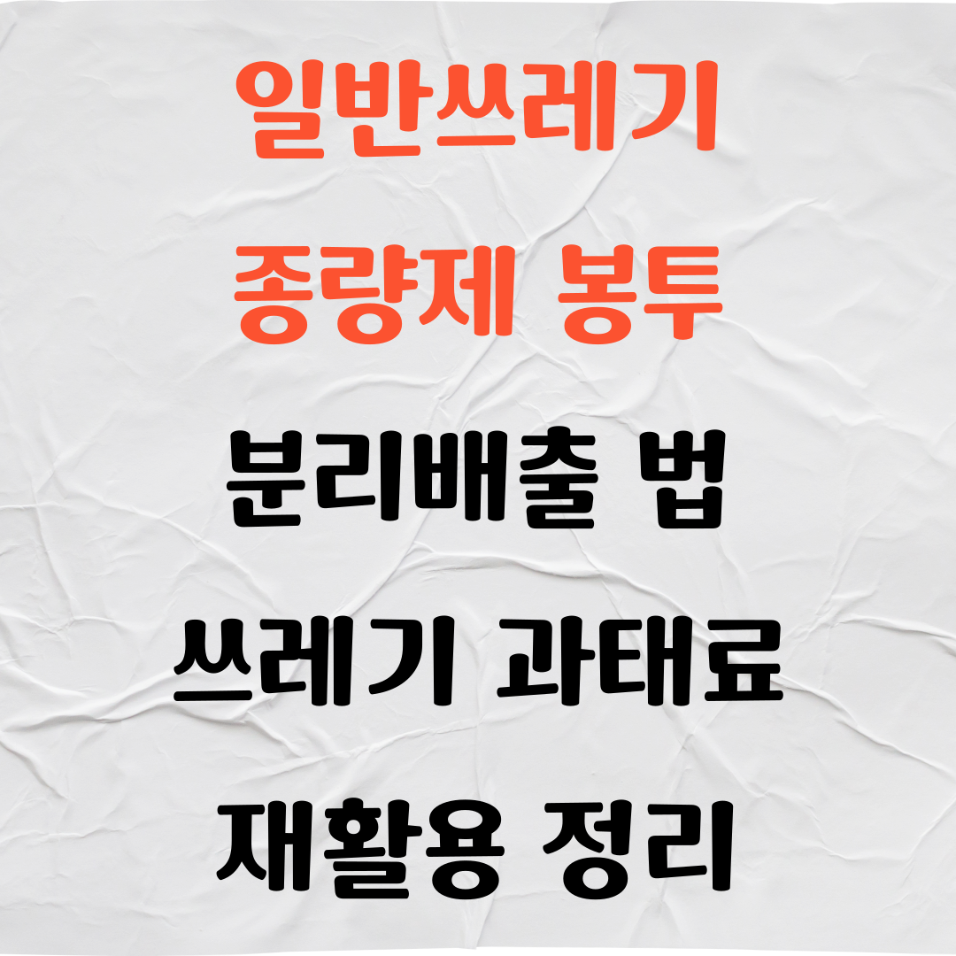 일반쓰레기 종량제 봉투 분리배출, 쓰레기 과태료, 재활용 정리