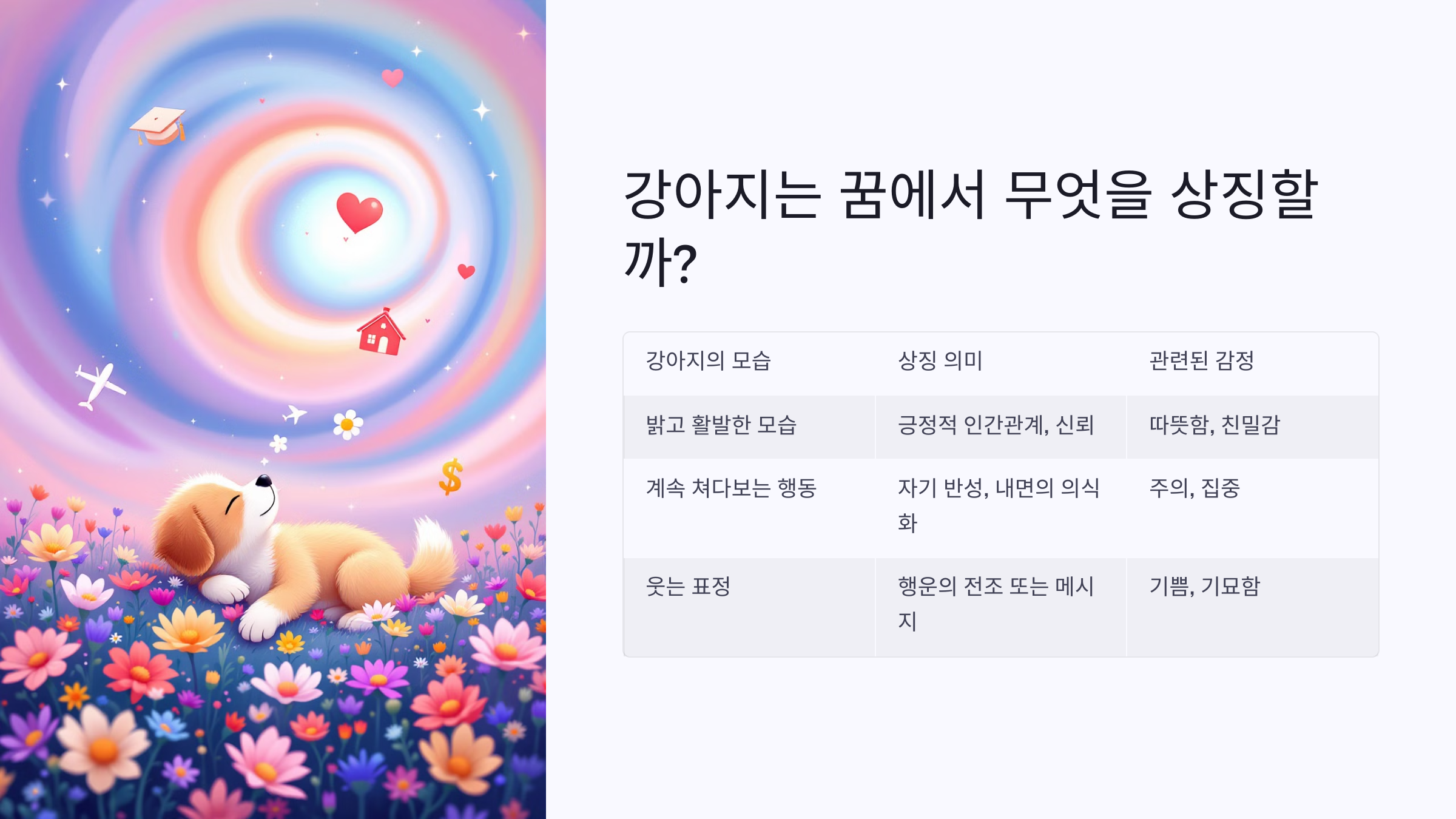 강아지는 꿈에서 무엇을 상징할까?