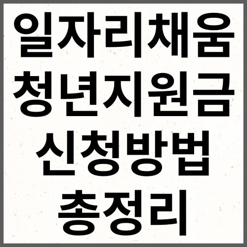 일자리 채움 청년지원금 신청방법 총정리