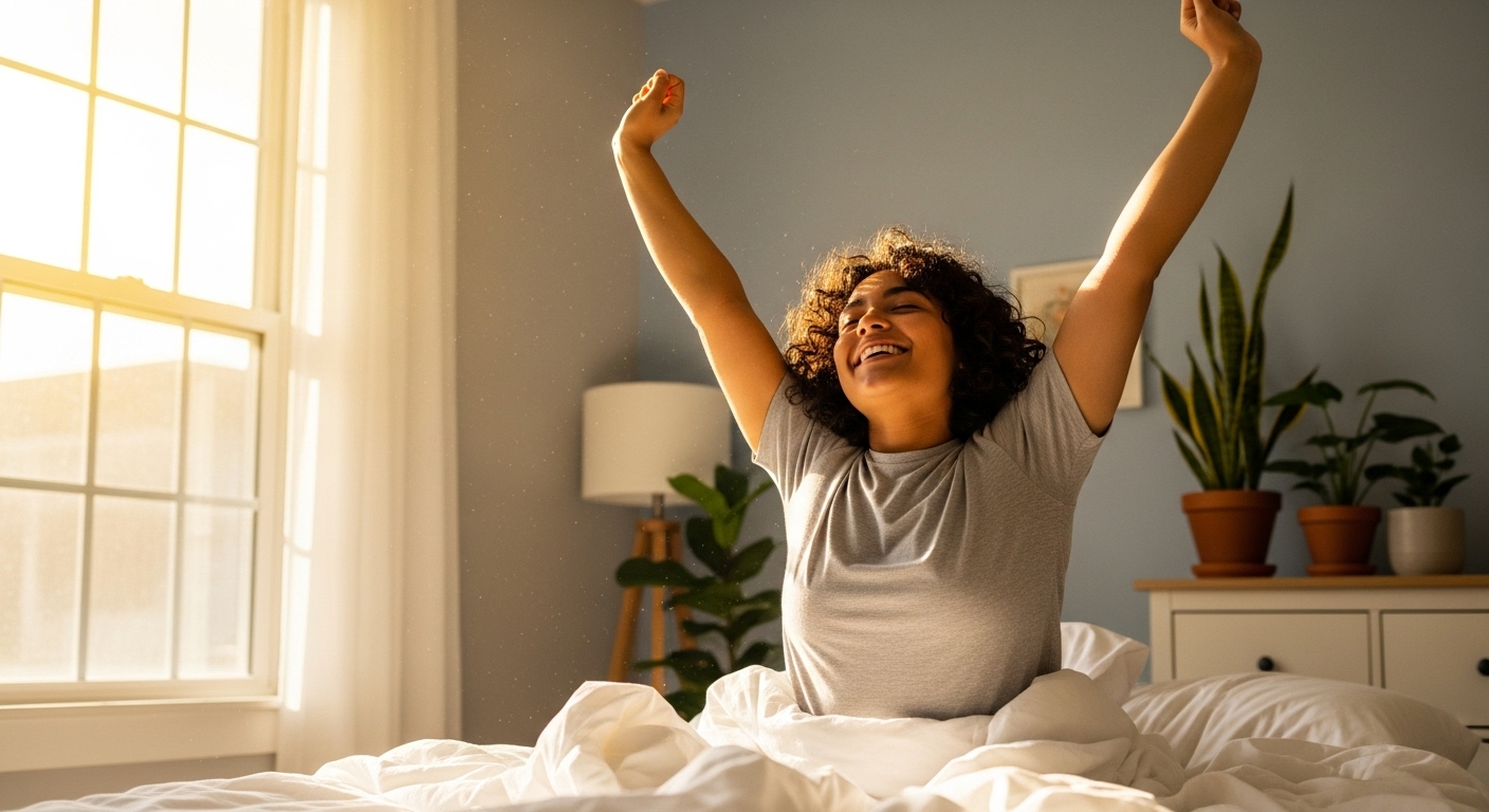 푹 자고 일어난 상쾌한 아침