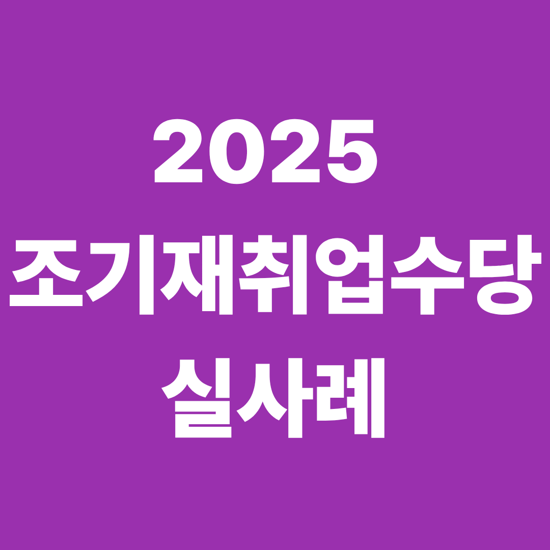 2025 조기재취업수당 실사례