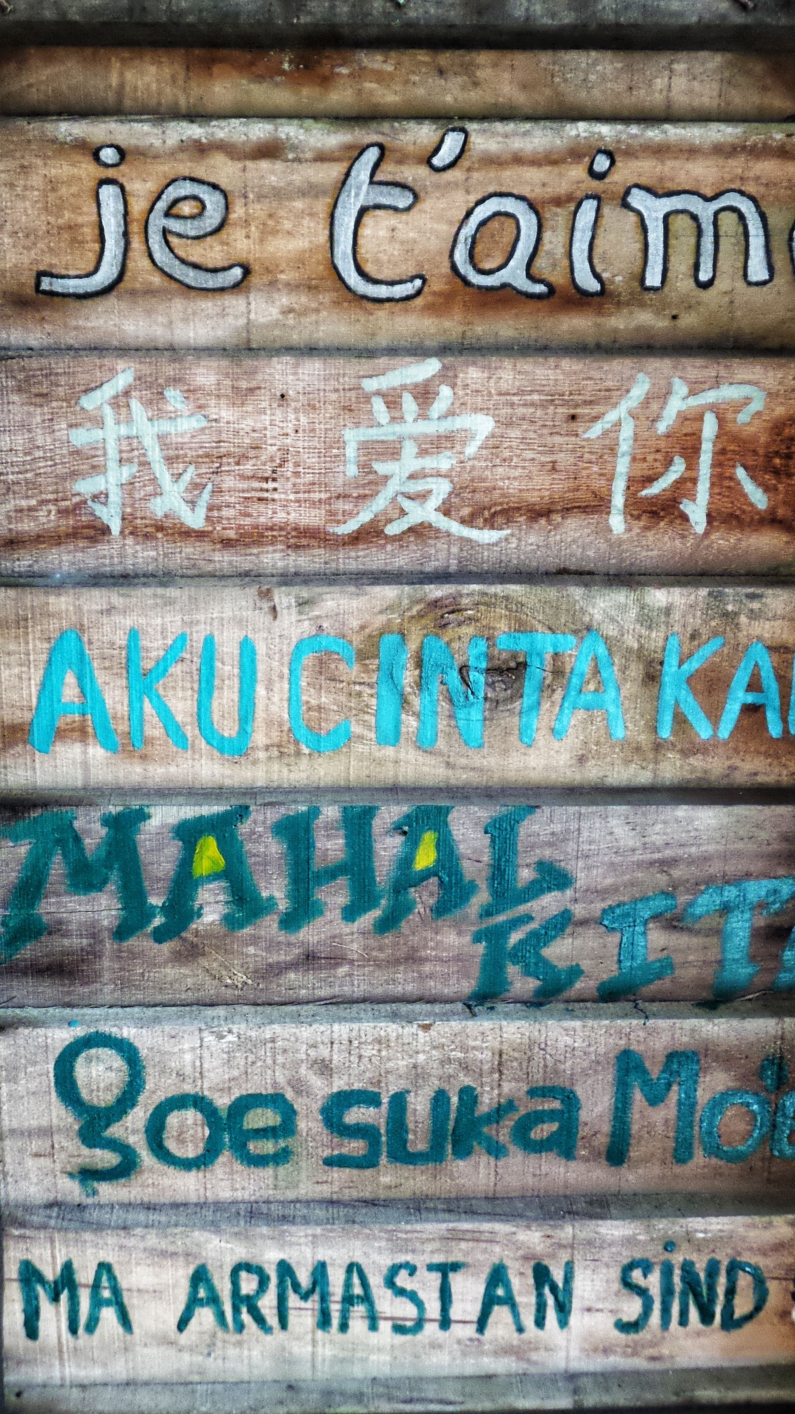Signs in many languages on the island of Borneo