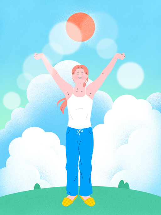 아침을 기분좋게 시작하는 여성