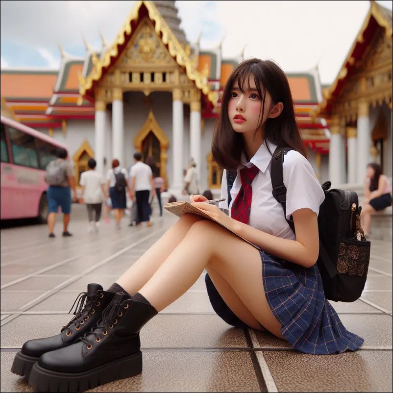 태국 관광지에서 기념촬영