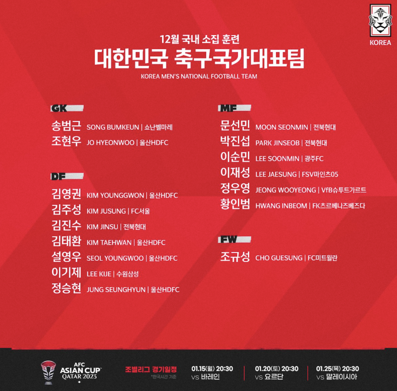 한국 이라크 평가전 아시안컵(AFC)중계 전력분석 