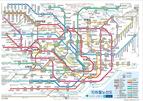 도쿄 지하철 노선도 한글-도쿄 메트로 노선 지도-Tokyo Subway Map Korean