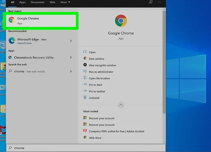 크롬을 열고 차단된 웹사이트로 접속
