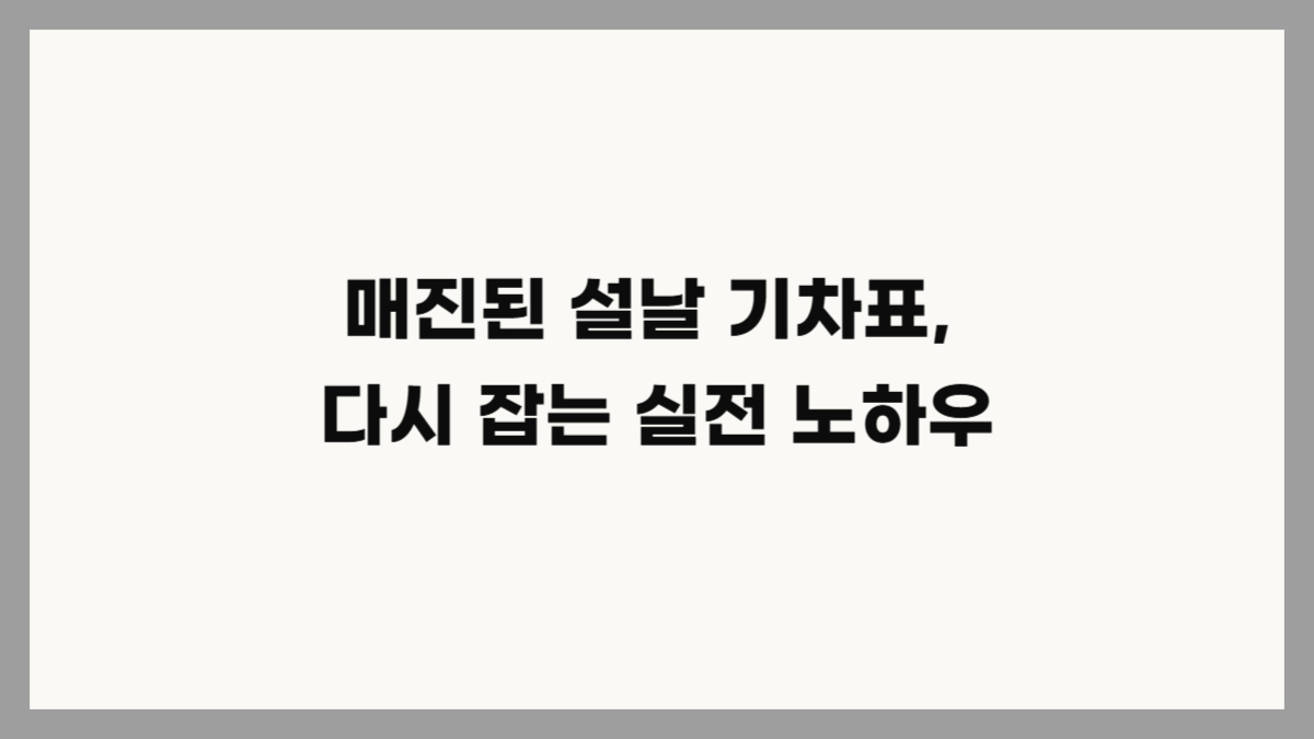 설날 기차표 취소표 예매하는 방법