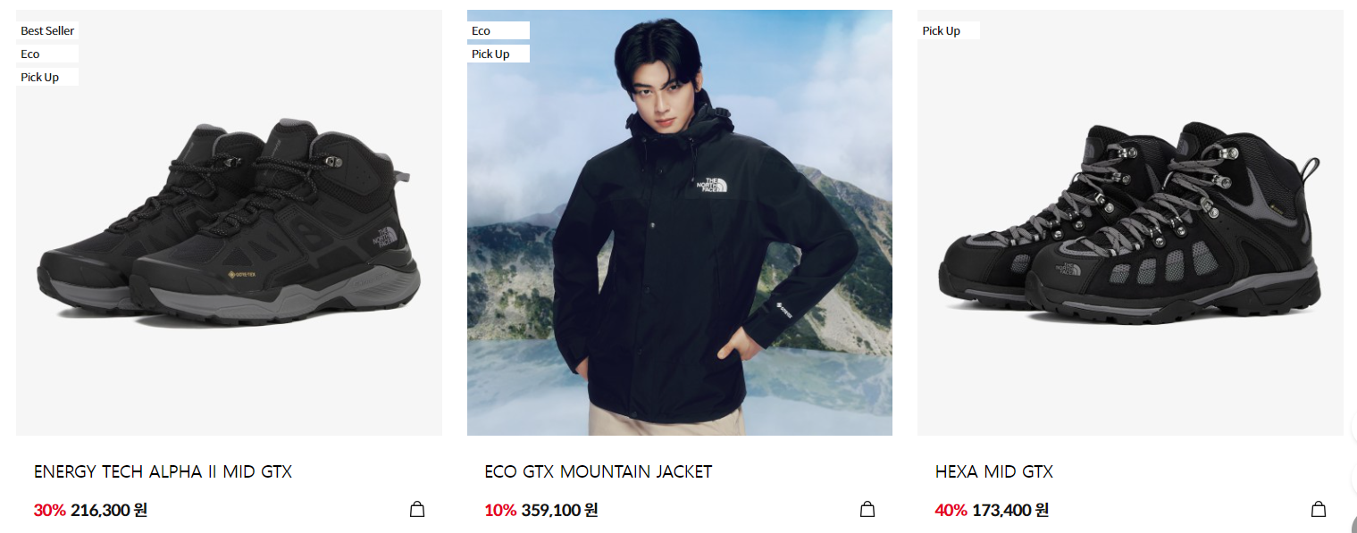 노스페이스 고어텍스 제품