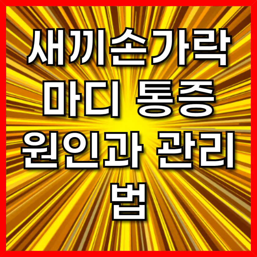 새끼손가락 마디 통증 원인과 관리법