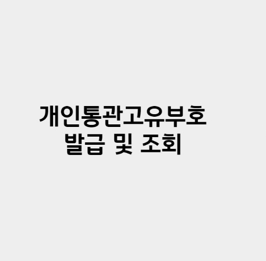 개인통관고유부호 발급 및 조회