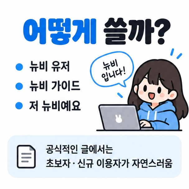 게임 커뮤니티에서 뉴비 유저 뉴비 가이드처럼 쓰이는 예를 보여주는 카드뉴스
