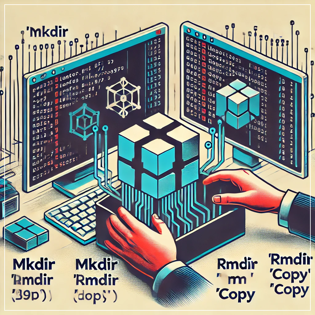 명령 프롬프트에서 파일 및 폴더 관리를 나타낸 이미지