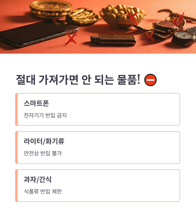 절대 반입 금지! 꼭 알아야 할 것