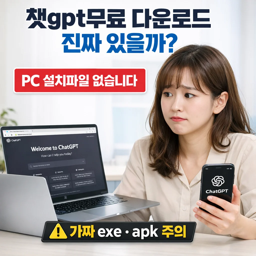 챗GPT 무료 다운로드 방법 총정리 (2026년 PC&middot;모바일 공식 설치 바로가기)